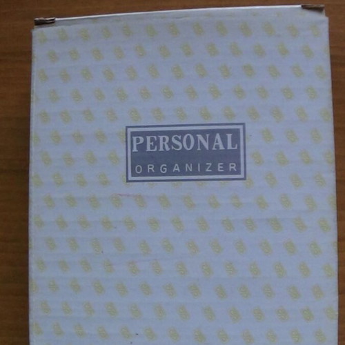 Vintage personal organizer new with leather cover and metal button