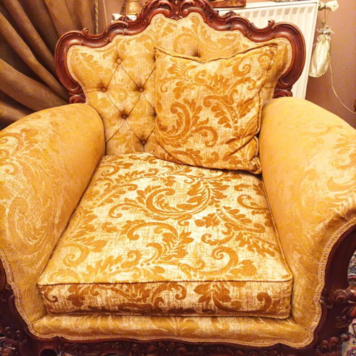 Living room set used with three-seat sofa, armchairs, chairs and handmade table