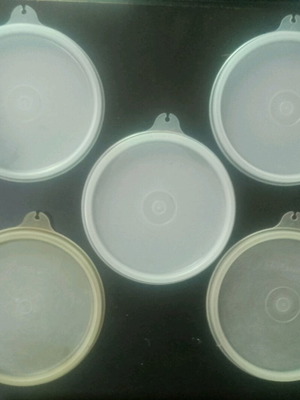 Tupperware καπάκια μεταχειρισμένα, σετ 5 τεμαχίων, διάφανα 11 εκ.