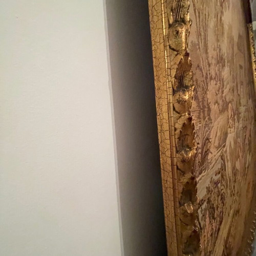 Antique tapestry used, Aubusson style, François Boucher artwork