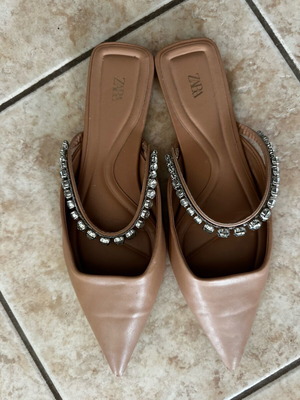 Zara women's nude mule size 38 like new decorated with stones