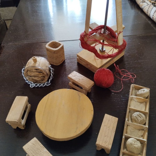 Miniature set used, antique, handmade