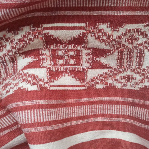 Handmade woven wool blanket loom used, antique