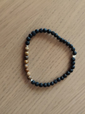 Handmade men's/unisex bracelet with volcanic lava and natural jasper beads (8mm)