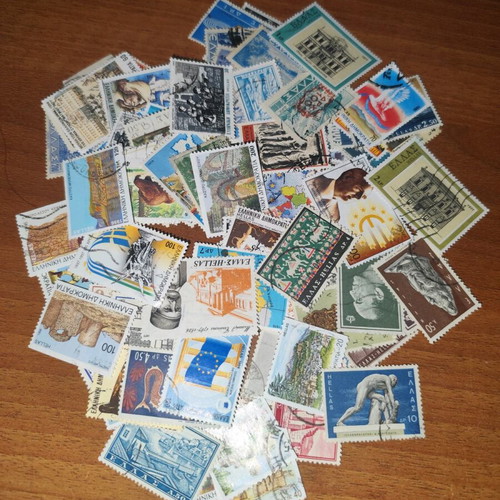 Stamps used sealed 198 pieces Greek and foreign
