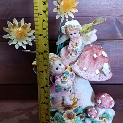 Vintage decorative figurine children on mushrooms new
