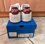 Adidas Stan Smith sneakers used, white with burgundy detail