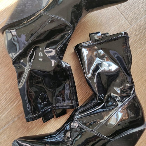 H&M cowboy boots used, patent leather, genuine leather, size 38 black