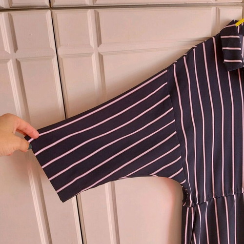 Monki one-piece spring jumpsuit like new, blue with pink stripes