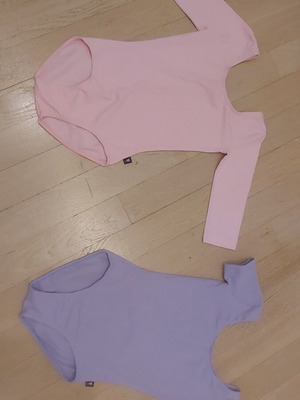 Kids' bodysuits like new, pack of 2, sizes 6-8 years, pink and purple