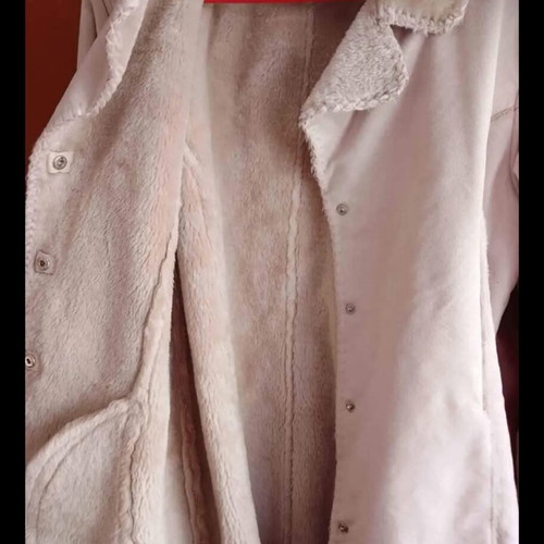 Suede half-coat white ice color XL like new, soft fur lining