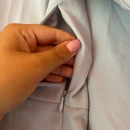 Light Blue Blouse with Belt and Wide Sleeves with Side Zipper like new