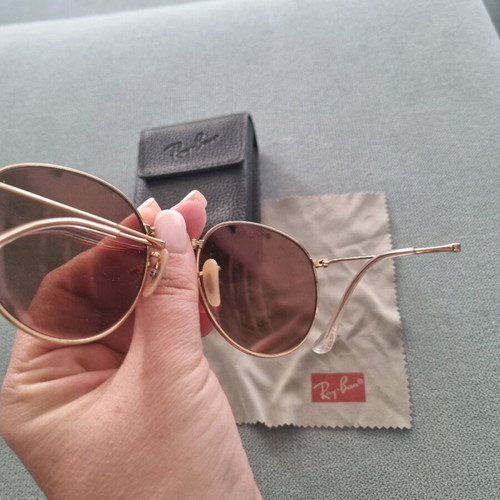 Ray Ban sunglasses used pink gold foldable with mirror