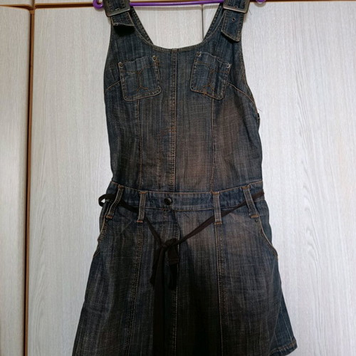 Attrattivo denim dress L like new, slim fit with straps