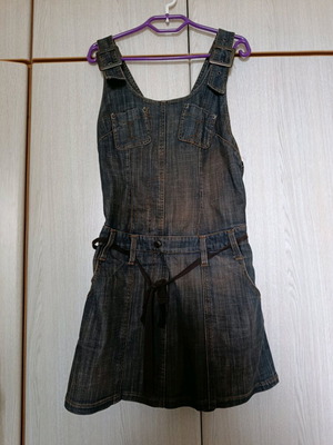 Attrattivo denim dress L like new, slim fit with straps