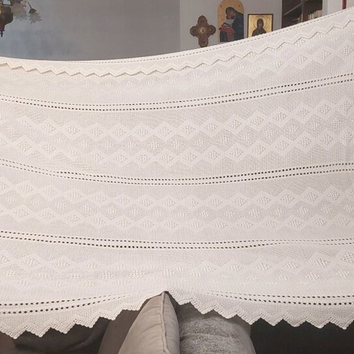 Handmade white double crochet blanket new