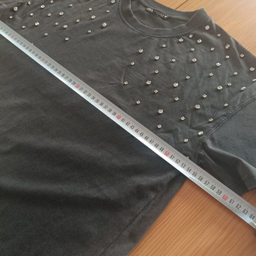 Zara Washed Effect T-Shirt with Rhinestones, New, Size M