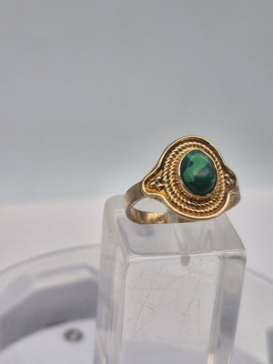 Malachite Brass Adjustable Ring