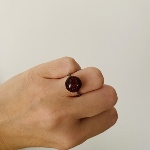 Ring used, silver with amber stone