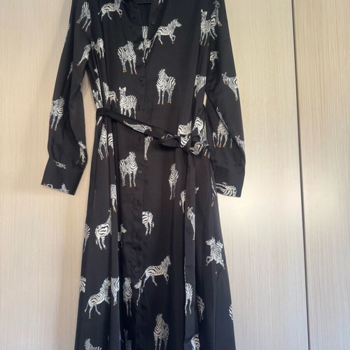 ZARA zebra print shirt dress like new, black midi