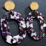 Statement dangle earrings purple and gold tortoiseshell