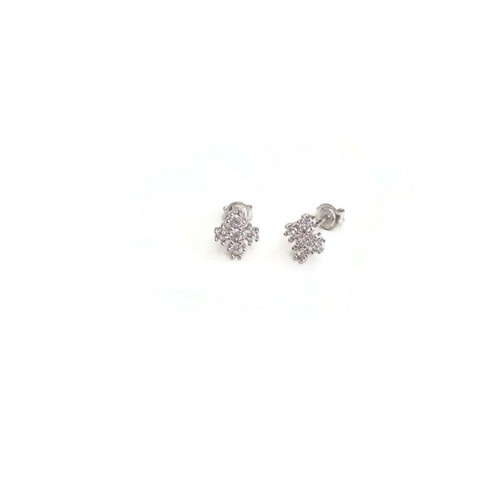 Silver cross earrings new with white zircon 925°