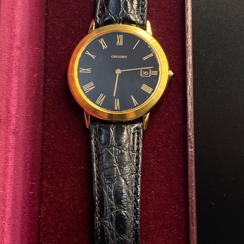 Orient Classic Dress Watch NOS, black and gold quartz men's