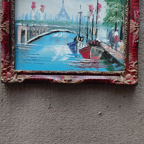 Impressionist Parisian Painting with Eiffel Tower by Caroline B like new