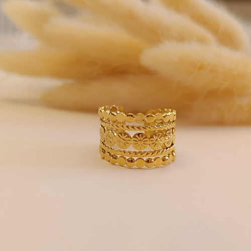 Steel adjustable ring Anatoli new, gold-colored