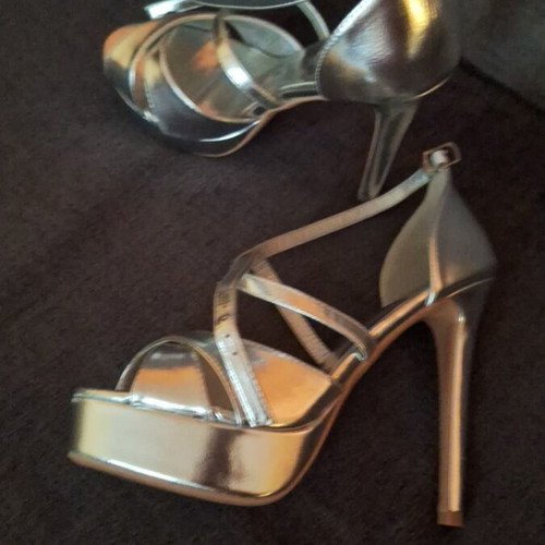 Party shoes size 40 like new, silver platform 3 cm, heel 13 cm