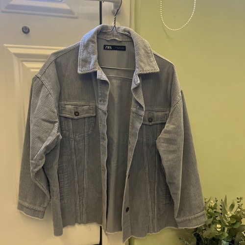 Oversized corduroy jacket Zara gray-blue like new, size XS