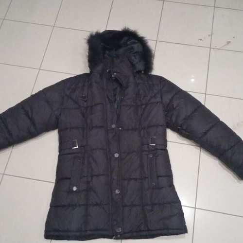 Unisex jacket with fur hood used, black, size XL
