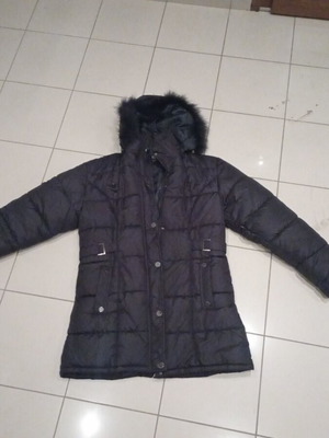 Unisex jacket with fur hood used, black, size XL