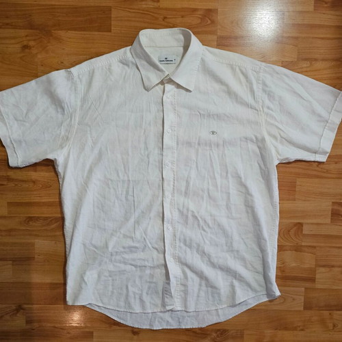 Tom Tailor Regular Fit Short-Sleeved Shirt XL Linen Blend Like New White