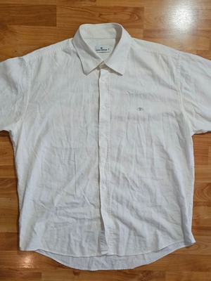 Tom Tailor Regular Fit Short-Sleeved Shirt XL Linen Blend Like New White