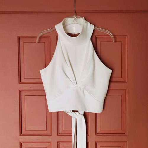 Neckholder top BSB like new, ivory, size 40