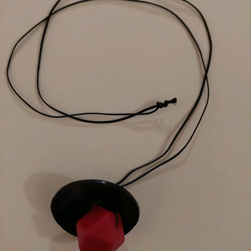 Handmade necklace new, long, black and red