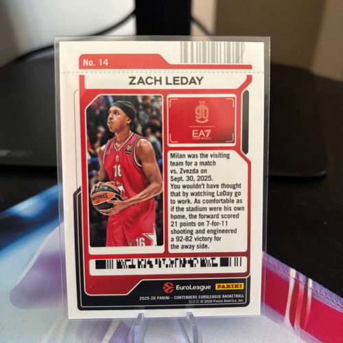 Zach LeDay 2025-26 Contenders EuroLeague Round 2 Ticket Jersey Number Match