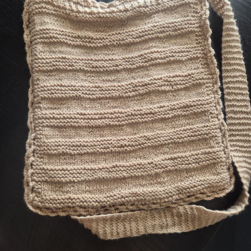 Handmade Knitted Shoulder Bag Type Tagari New, Beige-Camel