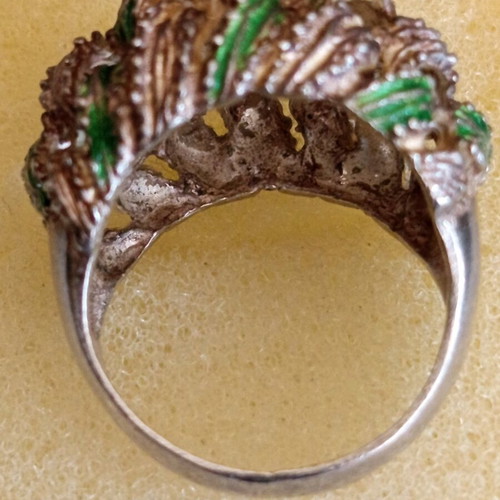 Silver 925 women's ring used, green, size 5.5