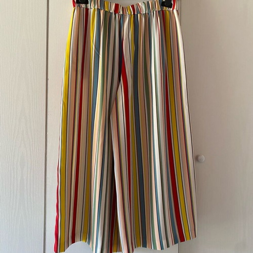 Zara zip culottes with colorful stripes, new