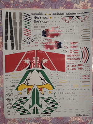 F/A-18C Hornet US Navy Decals like new, 1/48 scale