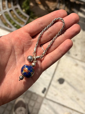 Silver 925 keychain with globe used