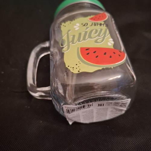 Portable glass drink container with lid and straw, new