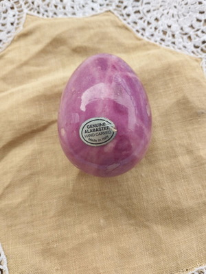 Χειροποίητο αυγό από γνήσιο αλάβαστρο μωβ, καινούργιο, Made in Italy