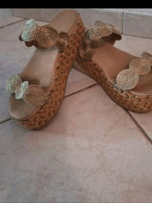 Platform sandals used, size 38, gold