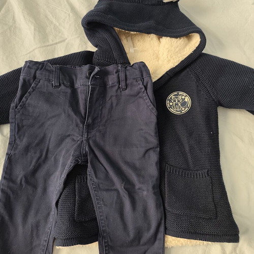 Boys' 12M knit jacket with sherpa lining and pants set