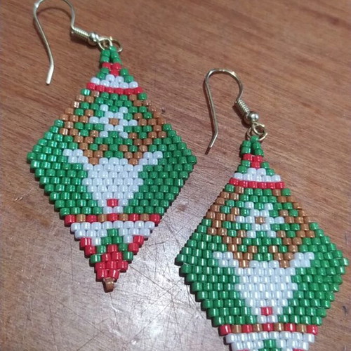 Handmade Miyuki Bead Earrings new, multicolored and green