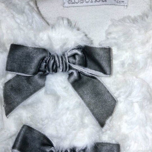 Absorba baby faux fur coat off-white with black bows, like new
