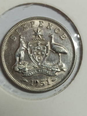 Αυστραλία Six Pence 1951 ασημένιο μεταχειρισμένο